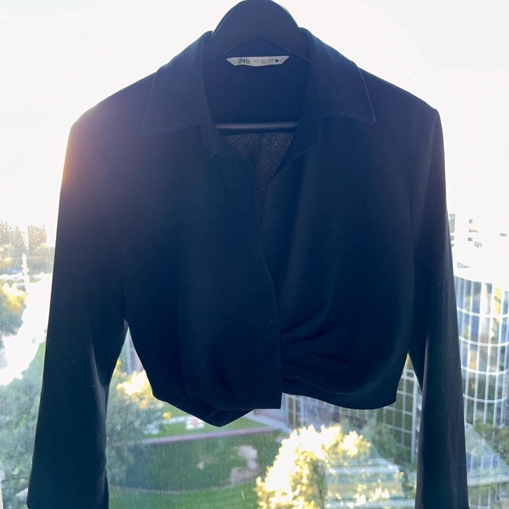 Zara black long sleeve crop S